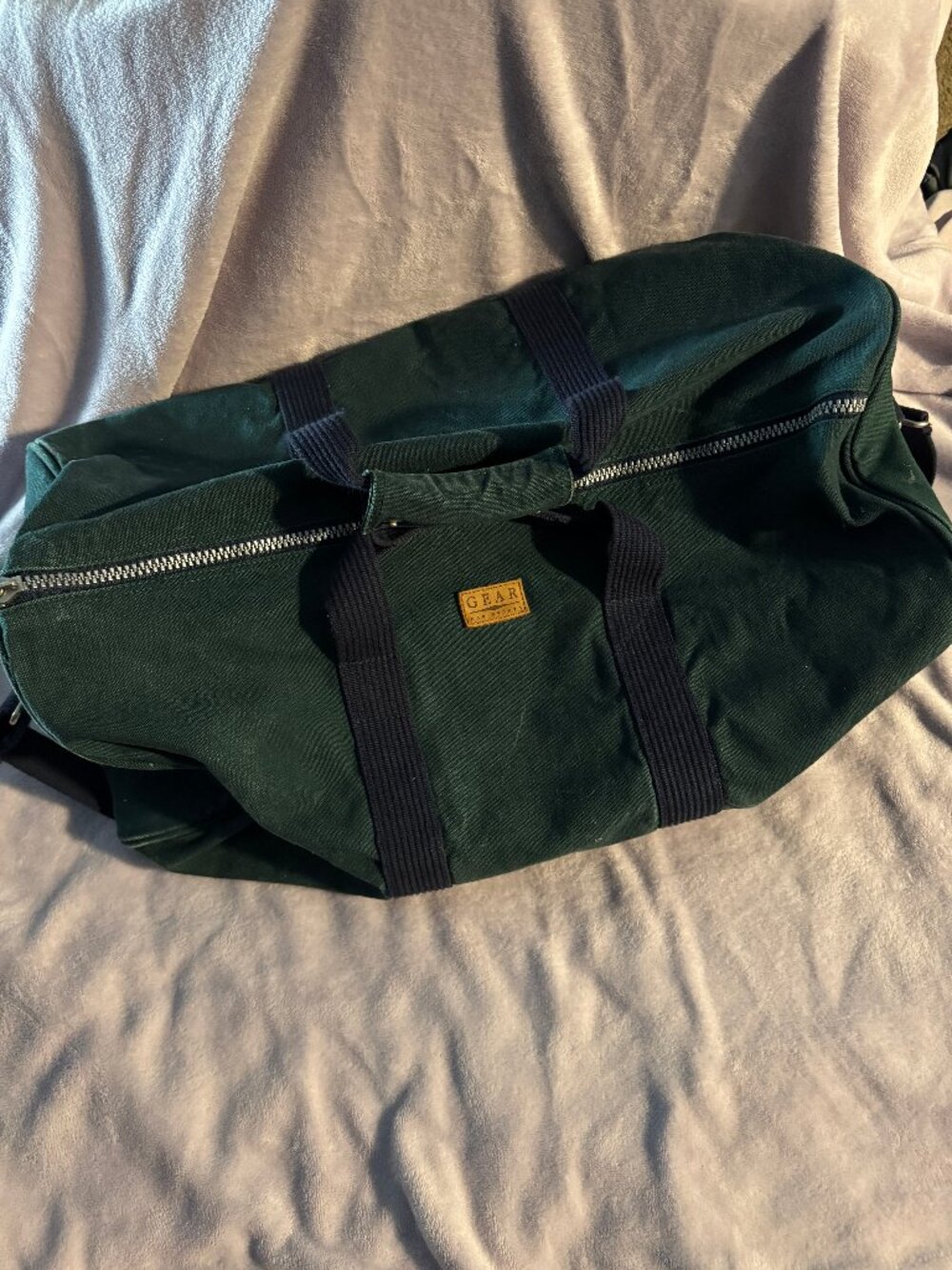 Gear for Sports Large Duffel Bag in green with blue straps, heavy-duty